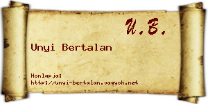 Unyi Bertalan névjegykártya